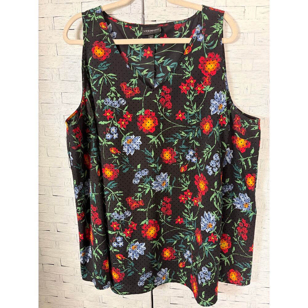 Lane Bryant Womens sleeveless blouse floral polkadot dark romantic plus size